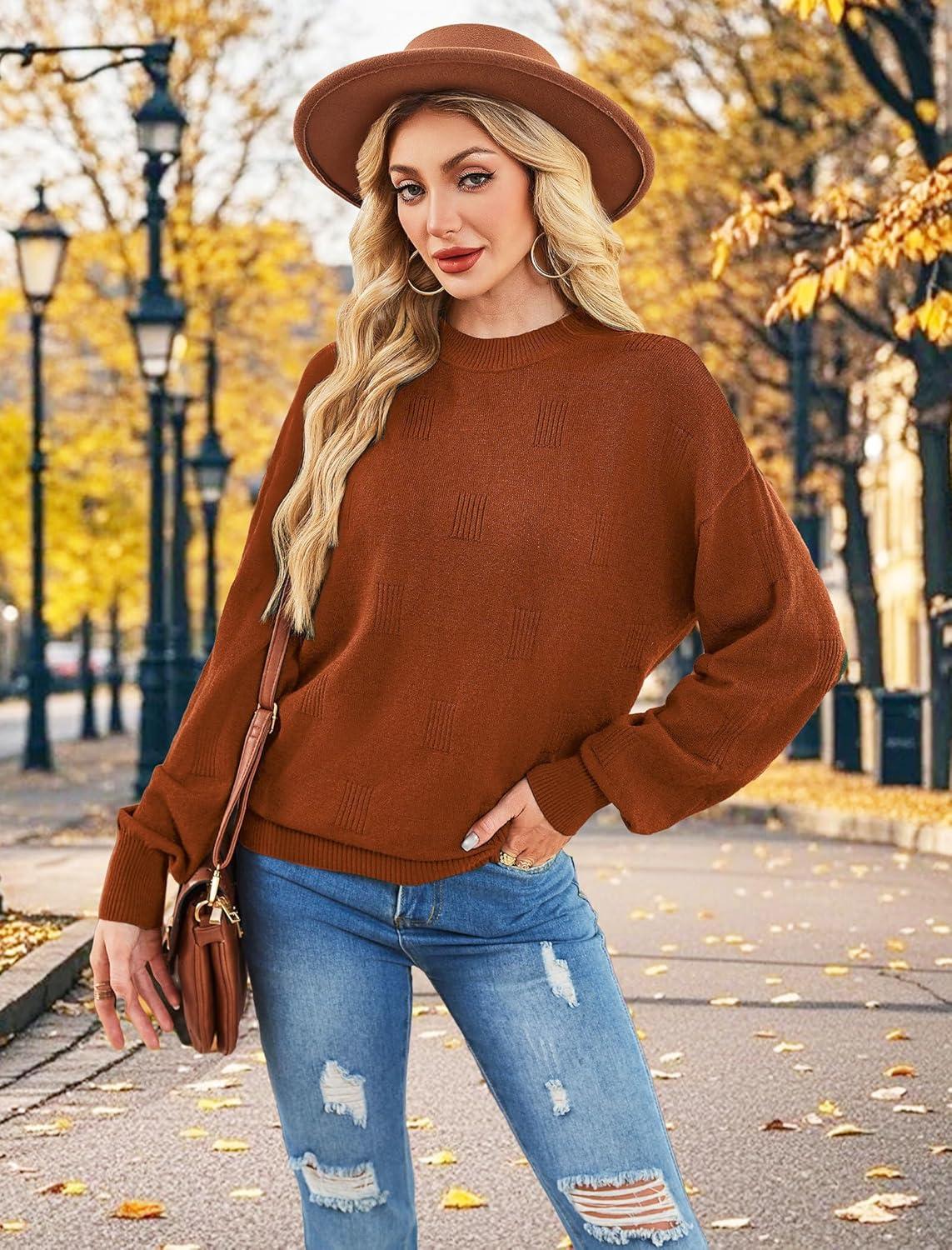 imageXIEERDUO Womens Sweaters Pullover Knit Sweater Turtleneck Long Sleeve Shirts Fall Fashion 2025Caramel