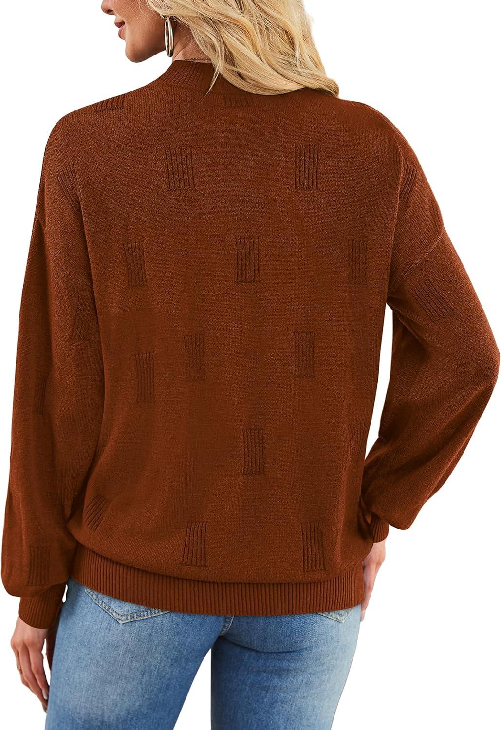 imageXIEERDUO Womens Sweaters Pullover Knit Sweater Turtleneck Long Sleeve Shirts Fall Fashion 2025Caramel