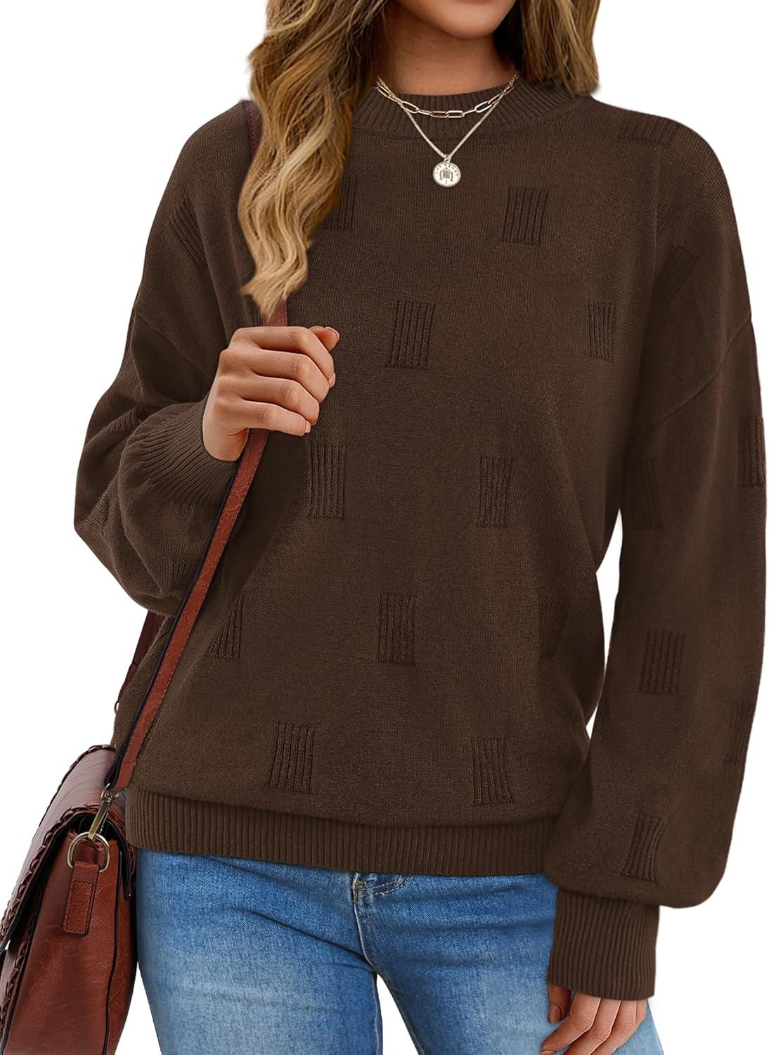 imageXIEERDUO Womens Sweaters Pullover Knit Sweater Turtleneck Long Sleeve Shirts Fall Fashion 2025Coffee