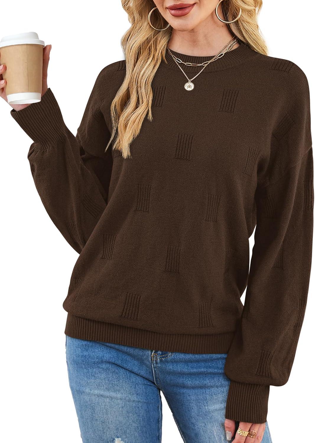 imageXIEERDUO Womens Sweaters Pullover Knit Sweater Turtleneck Long Sleeve Shirts Fall Fashion 2025Coffee