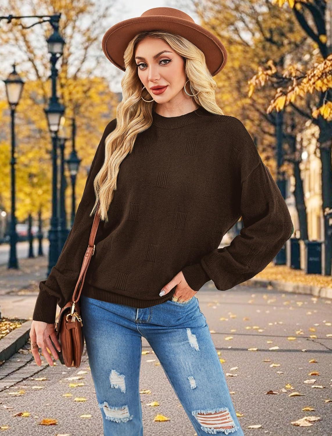 imageXIEERDUO Womens Sweaters Pullover Knit Sweater Turtleneck Long Sleeve Shirts Fall Fashion 2025Coffee