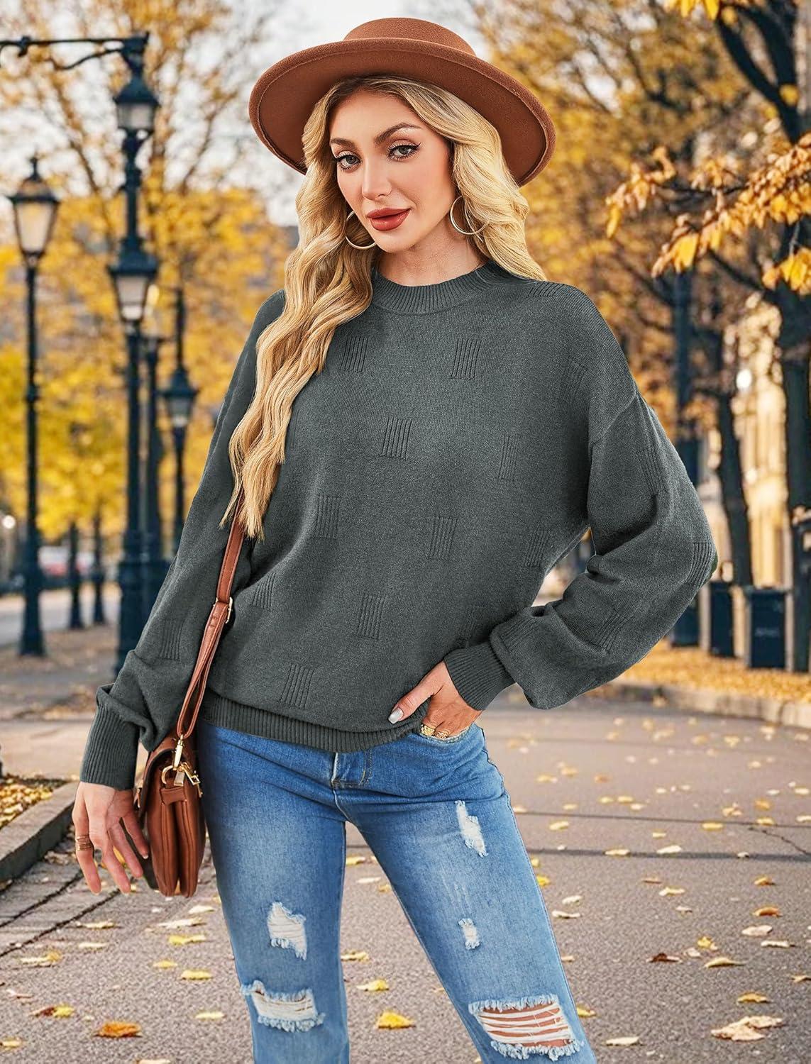 imageXIEERDUO Womens Sweaters Pullover Knit Sweater Turtleneck Long Sleeve Shirts Fall Fashion 2025Grey