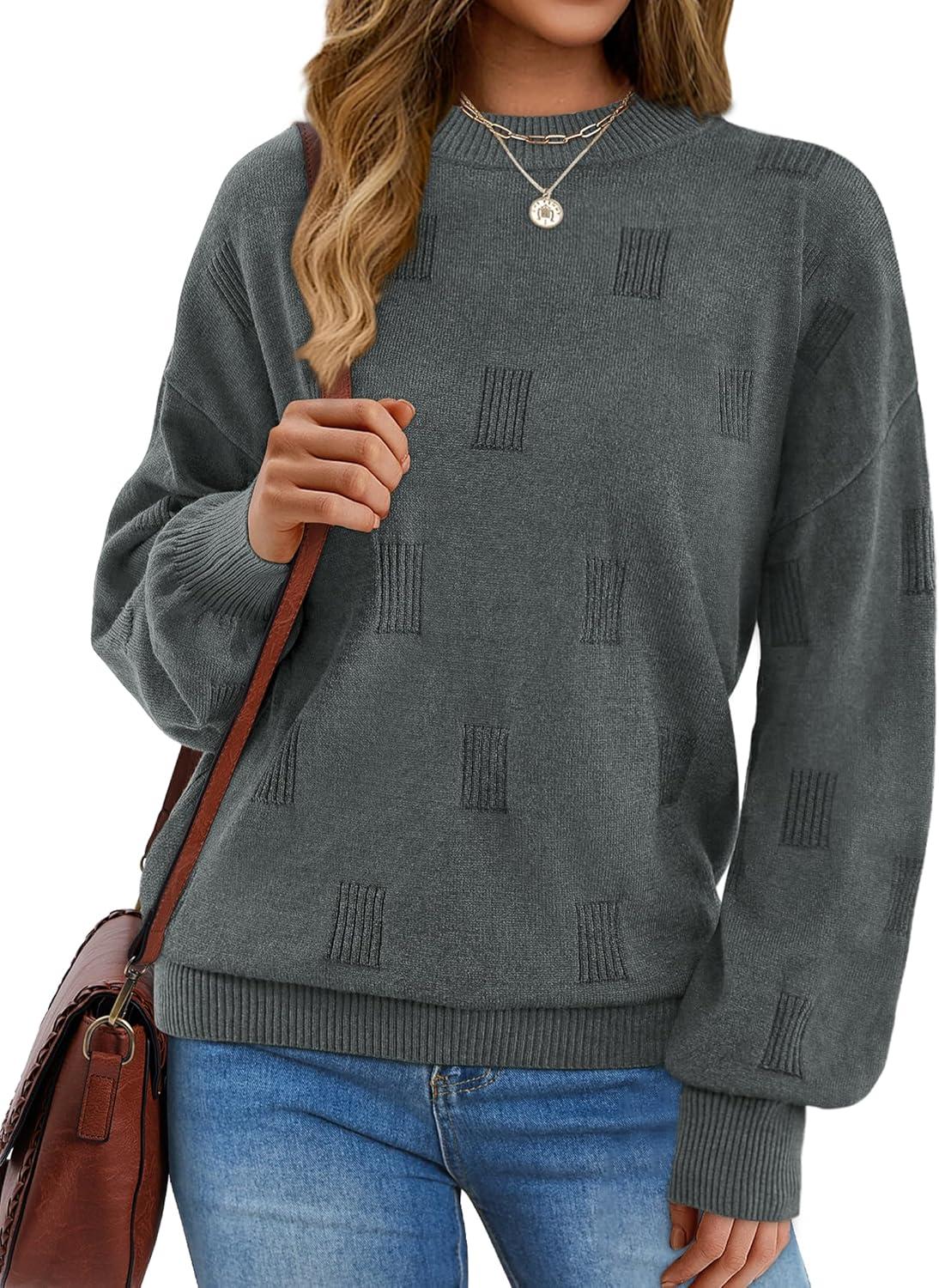 imageXIEERDUO Womens Sweaters Pullover Knit Sweater Turtleneck Long Sleeve Shirts Fall Fashion 2025Grey