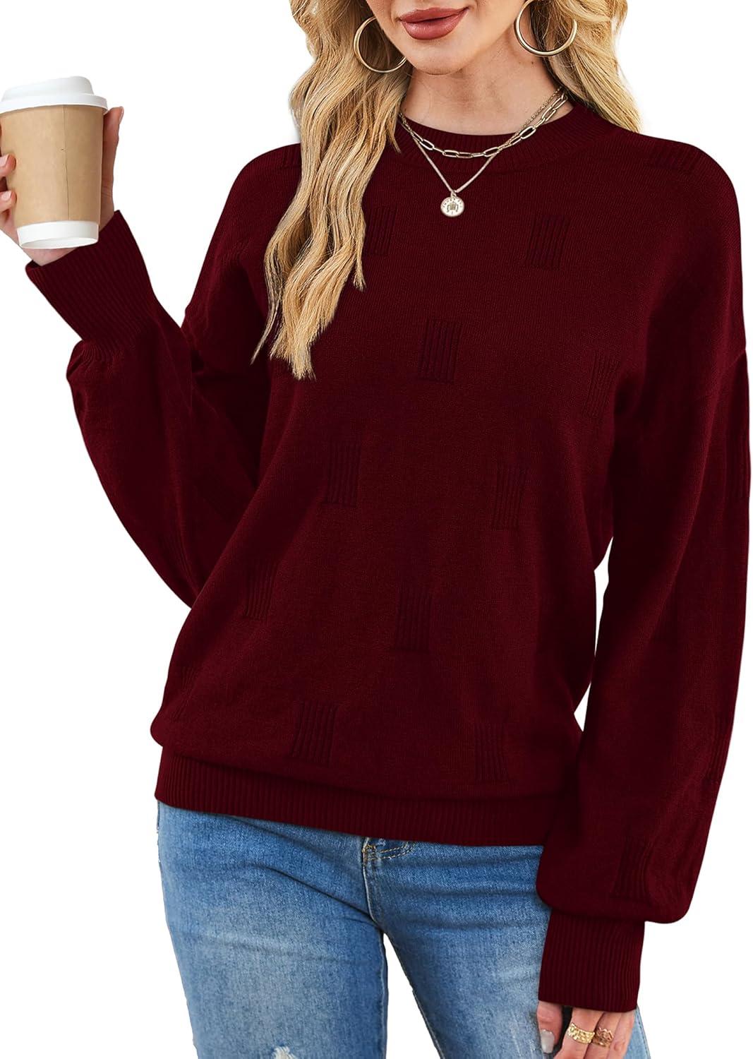 imageXIEERDUO Womens Sweaters Pullover Knit Sweater Turtleneck Long Sleeve Shirts Fall Fashion 2025Red