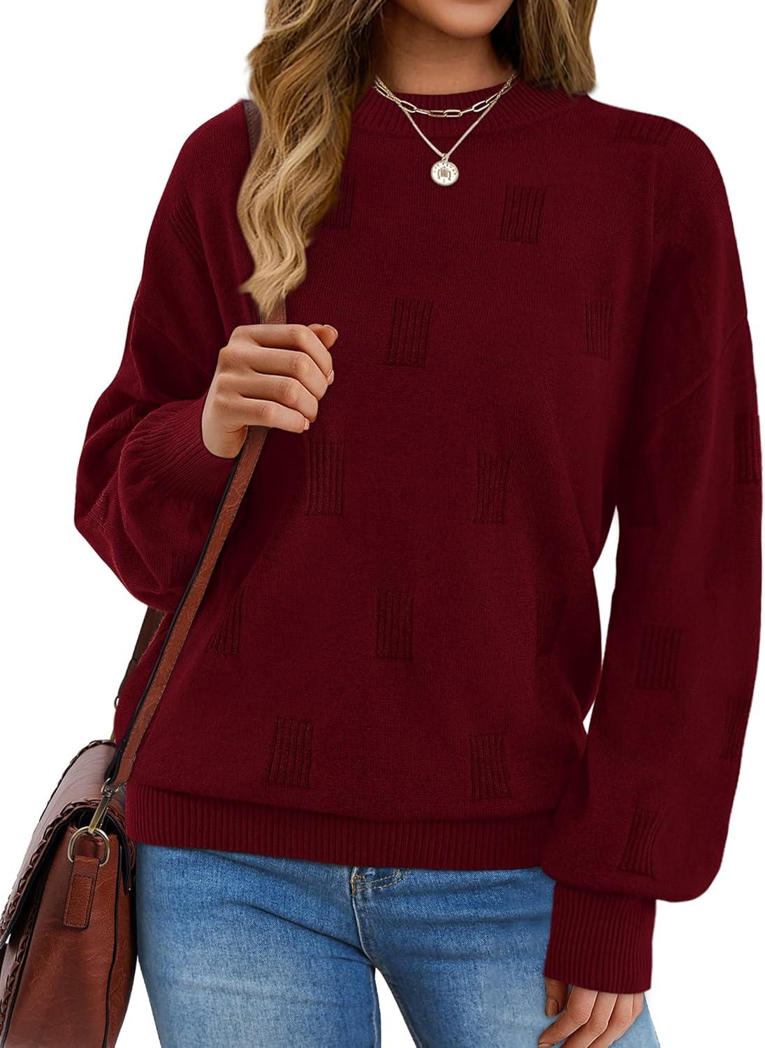 imageXIEERDUO Womens Sweaters Pullover Knit Sweater Turtleneck Long Sleeve Shirts Fall Fashion 2025Red