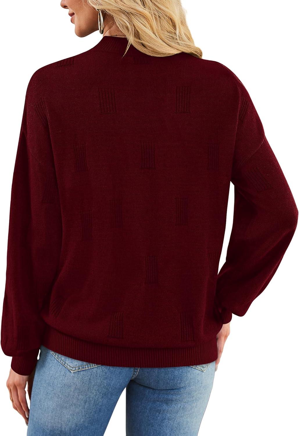 imageXIEERDUO Womens Sweaters Pullover Knit Sweater Turtleneck Long Sleeve Shirts Fall Fashion 2025Red