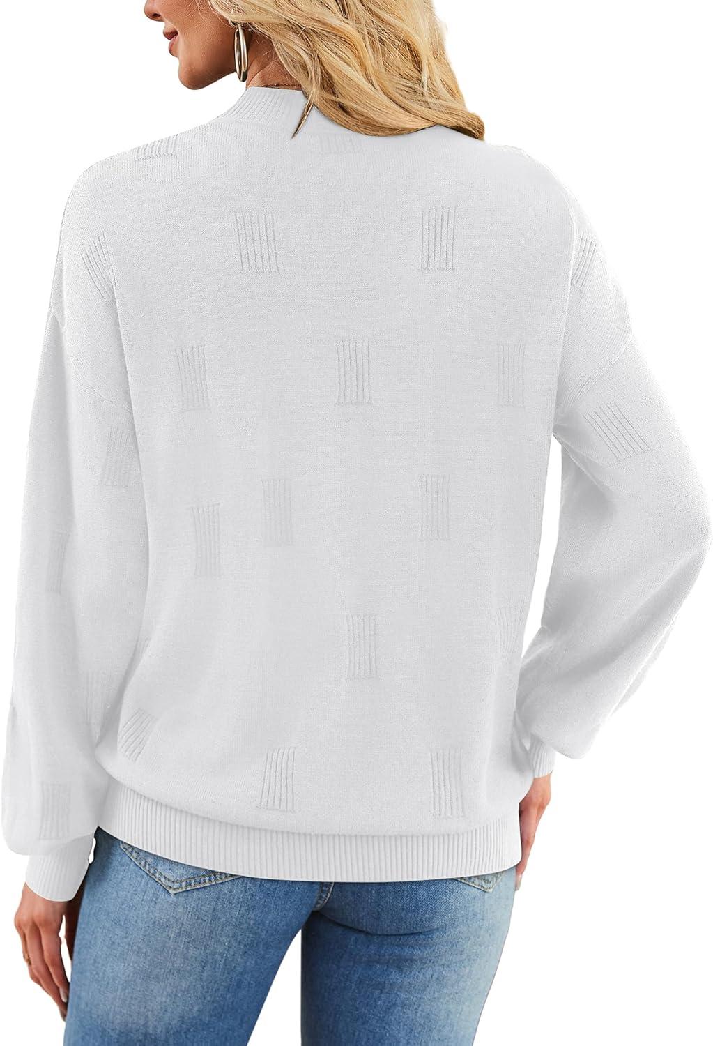 imageXIEERDUO Womens Sweaters Pullover Knit Sweater Turtleneck Long Sleeve Shirts Fall Fashion 2025White