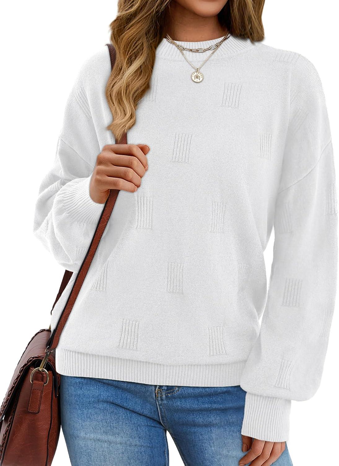 imageXIEERDUO Womens Sweaters Pullover Knit Sweater Turtleneck Long Sleeve Shirts Fall Fashion 2025White