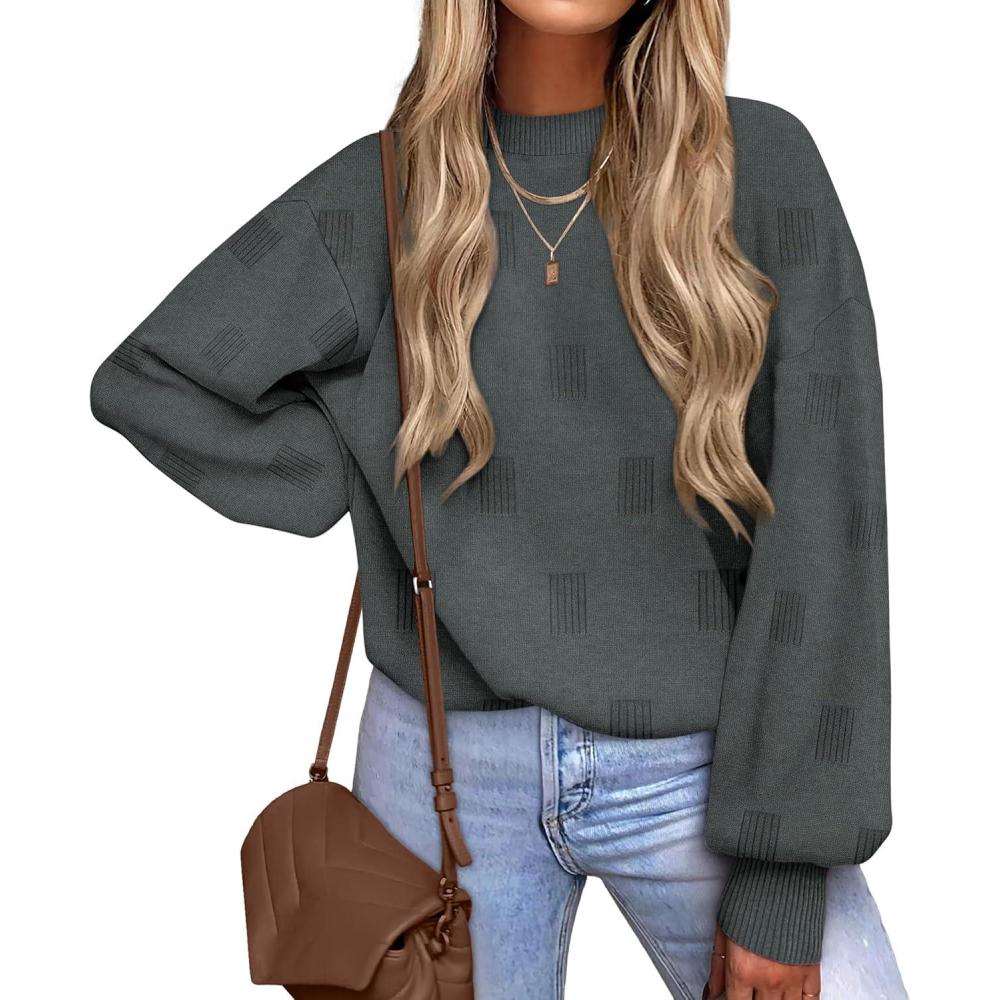 imageXIEERDUO Womens Sweaters Pullover Knit Sweater Turtleneck Long Sleeve Shirts Fall Fashion 2025Grey