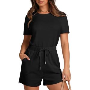 XIEERDUO Rompers for Women Black Jumpsuit for Women Jumpers for Women Casual Fashion Outfits Cruise Essentials Clothes L