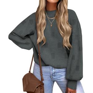 XIEERDUO Womens Sweaters Pullover Knit Sweater Turtleneck Long Sleeve Shirts Fall Fashion 2025(Grey)
