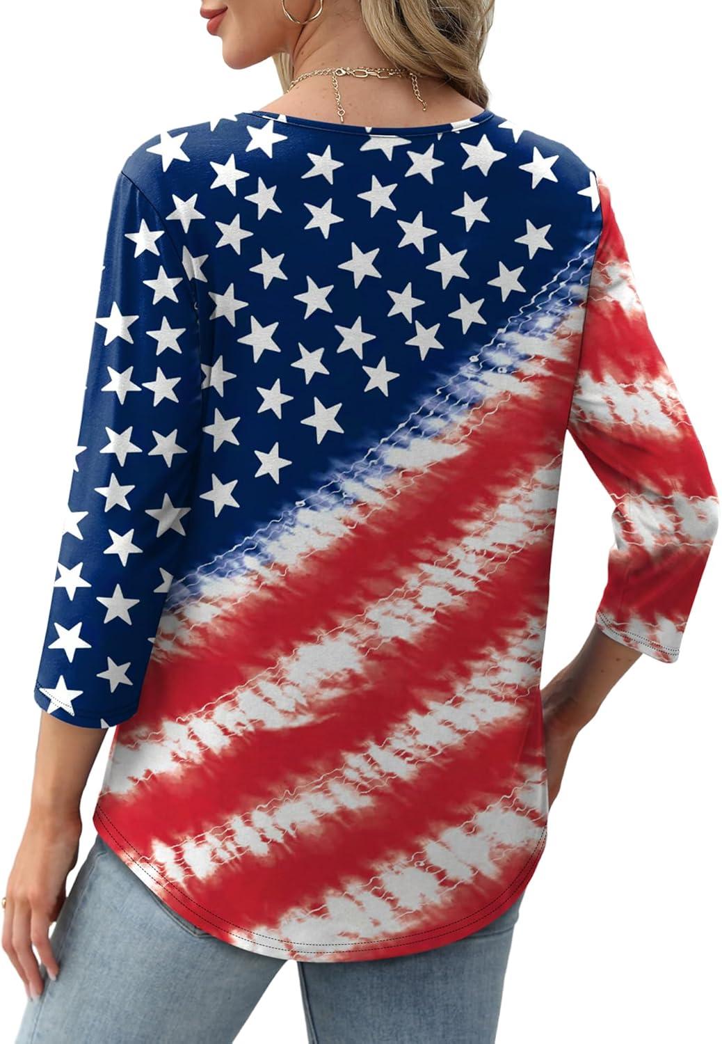 imageXIEERDUO 34 Length Sleeve Tops for Women 2025 Crewneck Casual Pleated Tunic Tops Loose Fit Shirts BlousesFflag