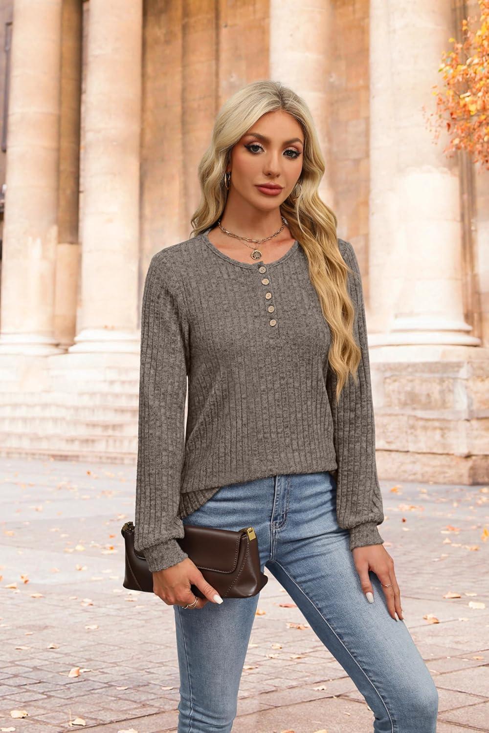 imageXIEERDUO Sweater for Women Winter Clothing Long Sleeve Shirts Fall Fashion Must Haves Comfiest Airport Outfits TrendyCoffee