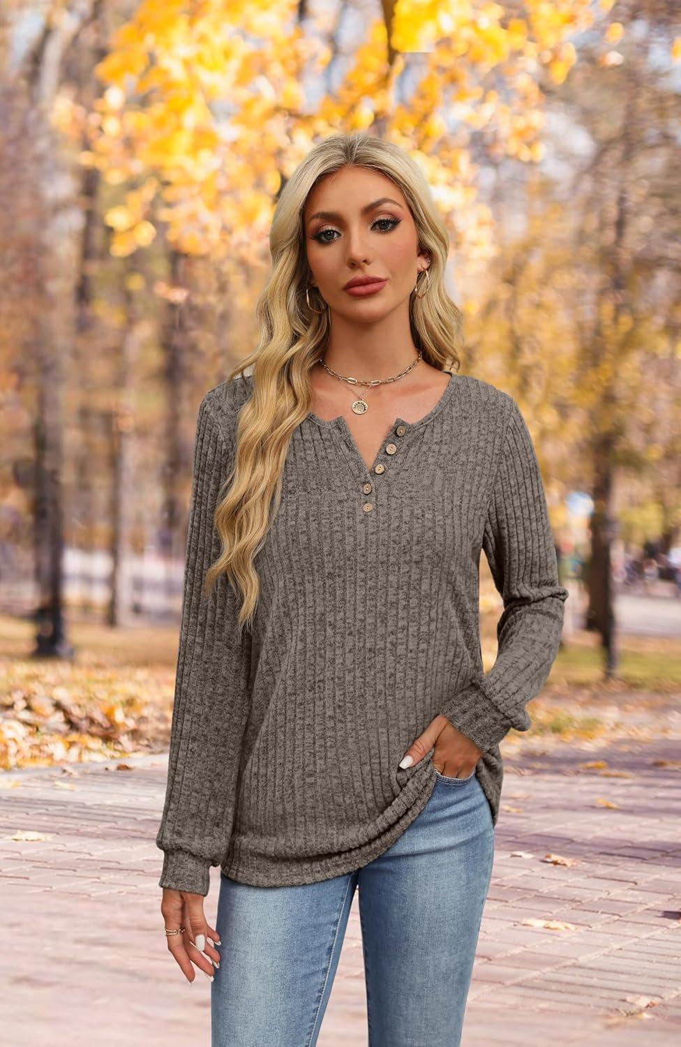 imageXIEERDUO Sweater for Women Winter Clothing Long Sleeve Shirts Fall Fashion Must Haves Comfiest Airport Outfits TrendyCoffee