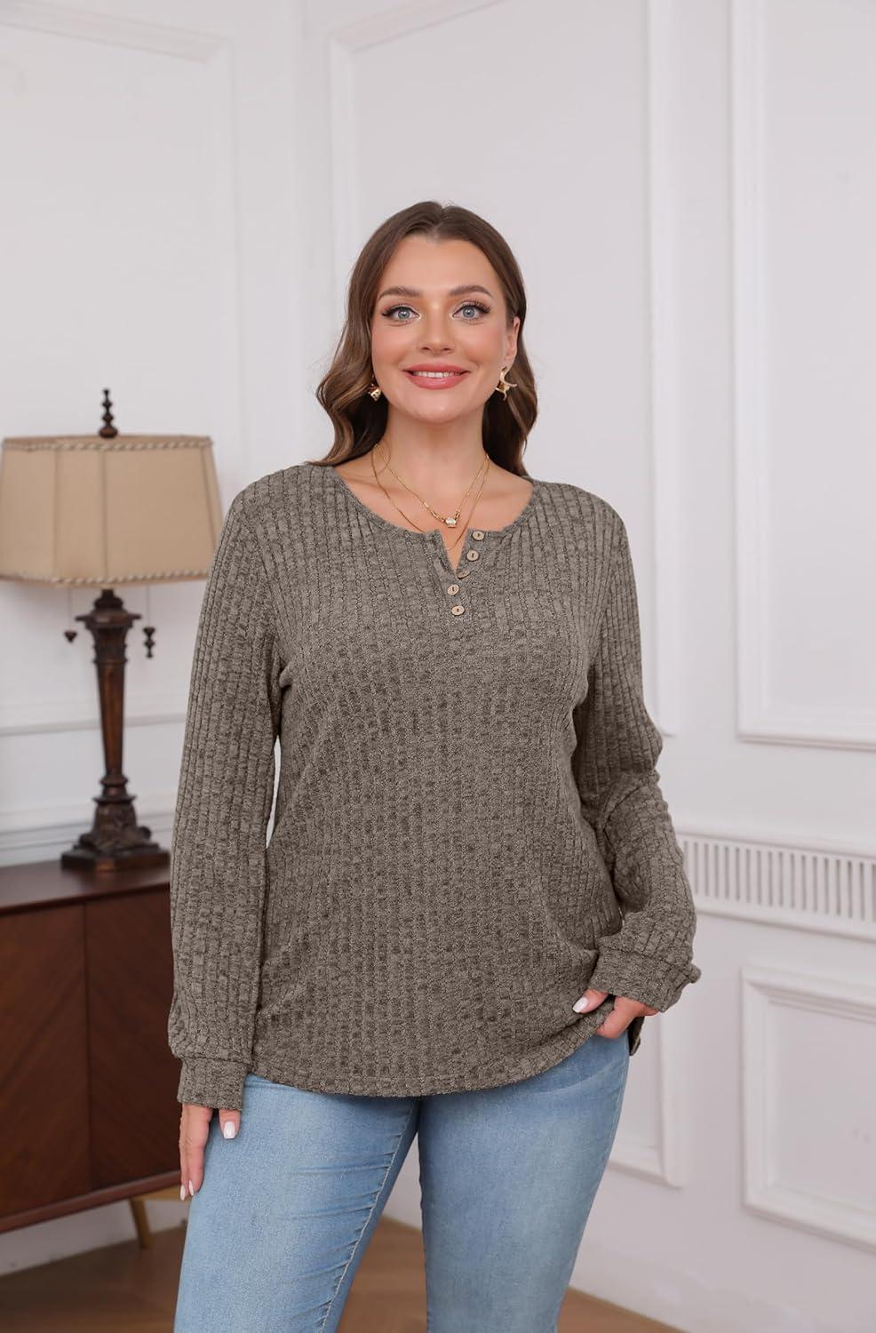 imageXIEERDUO Sweater for Women Winter Clothing Long Sleeve Shirts Fall Fashion Must Haves Comfiest Airport Outfits TrendyCoffee