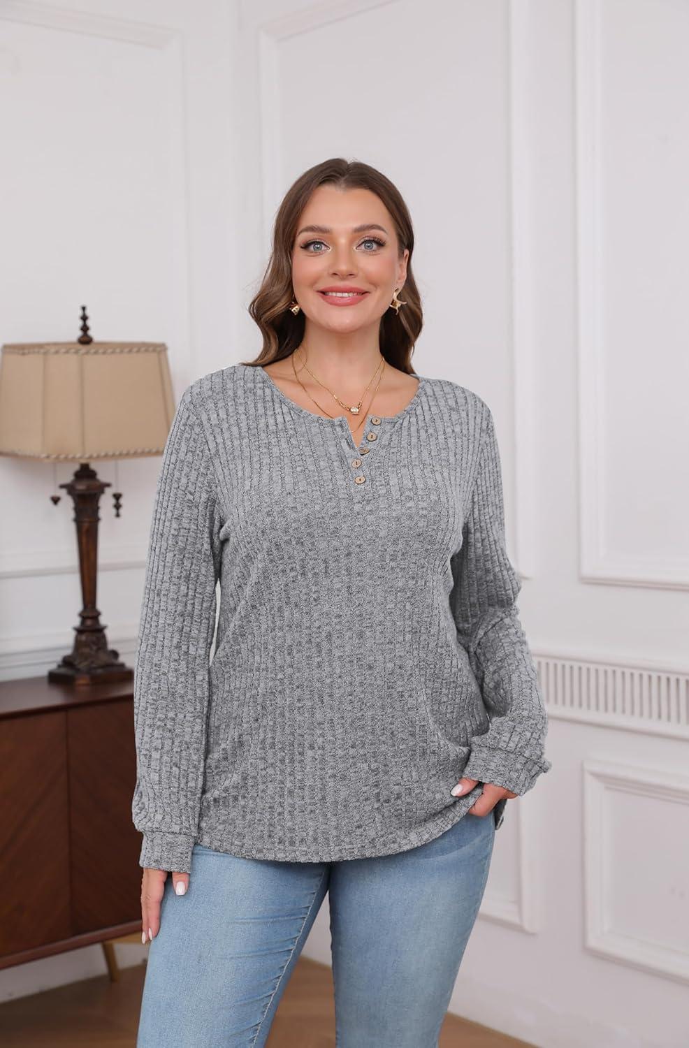 imageXIEERDUO Sweater for Women Winter Clothing Long Sleeve Shirts Fall Fashion Must Haves Comfiest Airport Outfits TrendyGrey