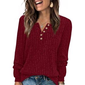 XIEERDUO Sweater for Women Winter Clothing Long Sleeve Shirts Fall Fashion Must Haves Comfiest Airport Outfits Trendy(Burgundy)