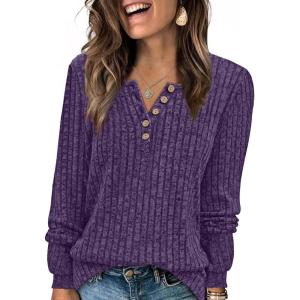 XIEERDUO Sweater for Women Winter Clothing Long Sleeve Shirts Fall Fashion Must Haves Comfiest Airport Outfits Trendy(Purple)