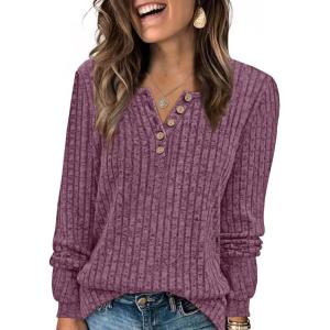 XIEERDUO Sweater for Women Winter Clothing Long Sleeve Shirts Fall Fashion Must Haves Comfiest Airport Outfits Trendy(Purple Red)