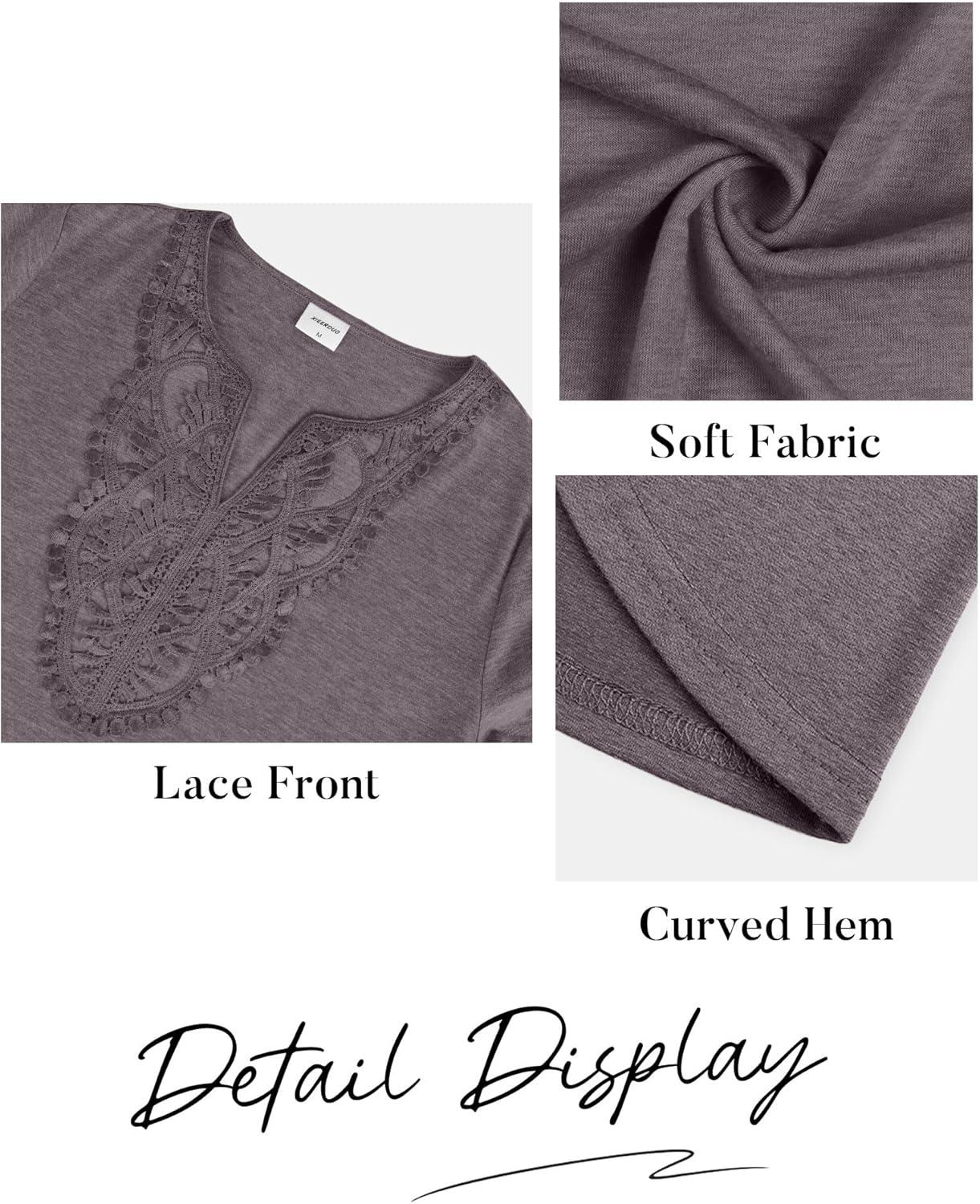 imageXIEERDUO Boho Tops for Women Blouses Dressy Casual V Neck Long Sleeve Shirts Fall Outfits Trendy Vacation ClothesGrey Purple