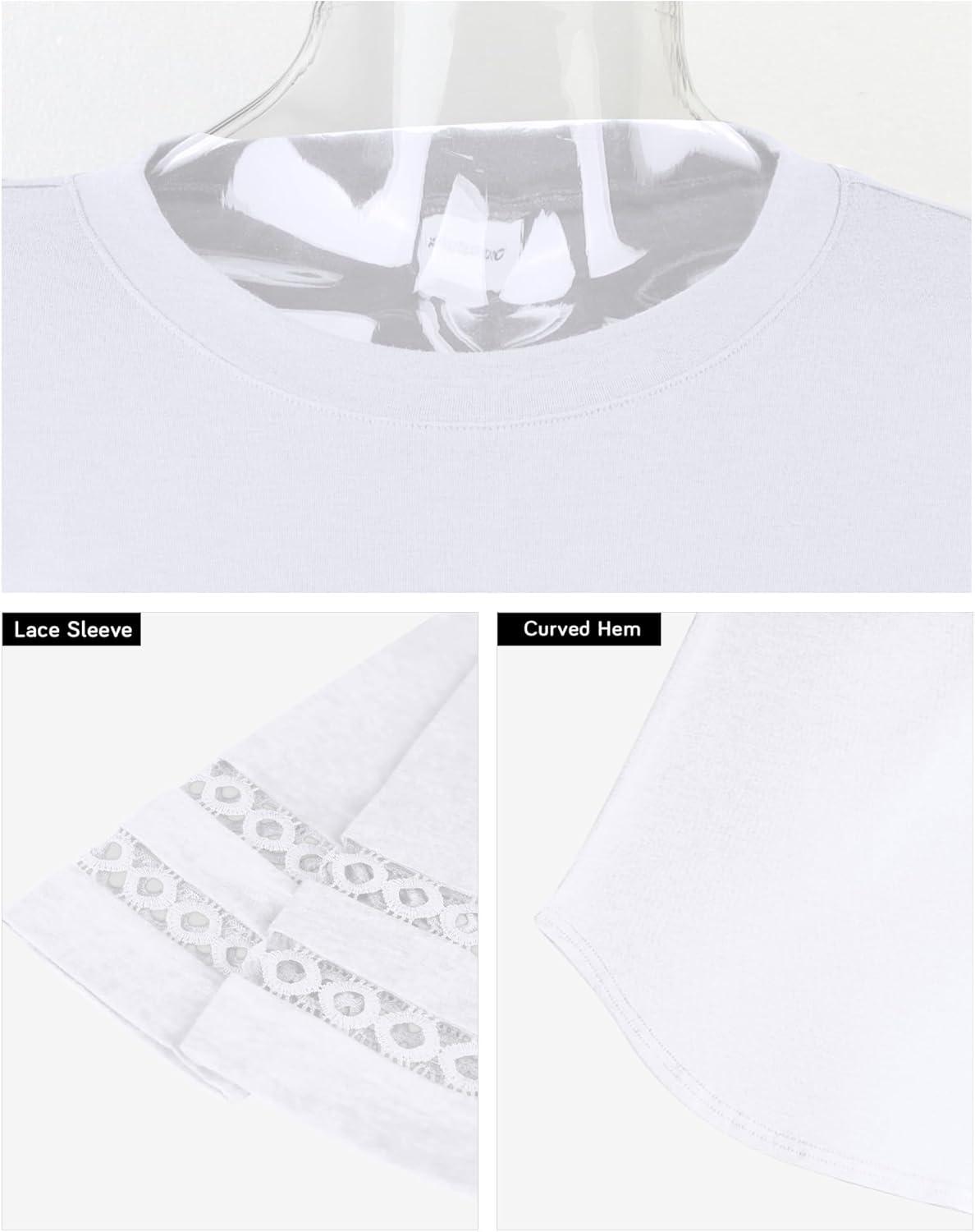 imageXIEERDUO 34 Length Sleeve Womens Tops and Blouses Dressy Casual Crewneck T Shirts Fashion Clothes Loose Fit TrendyAll White