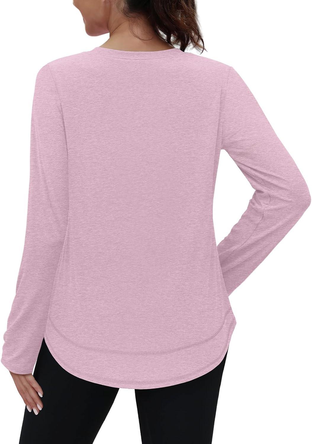 imageXIEERDUO Womens Workout Tops Long Sleeve Quick Dry UPF 50 Sun Protection Shirts for Hiking Running S3XL17 Peach Pink