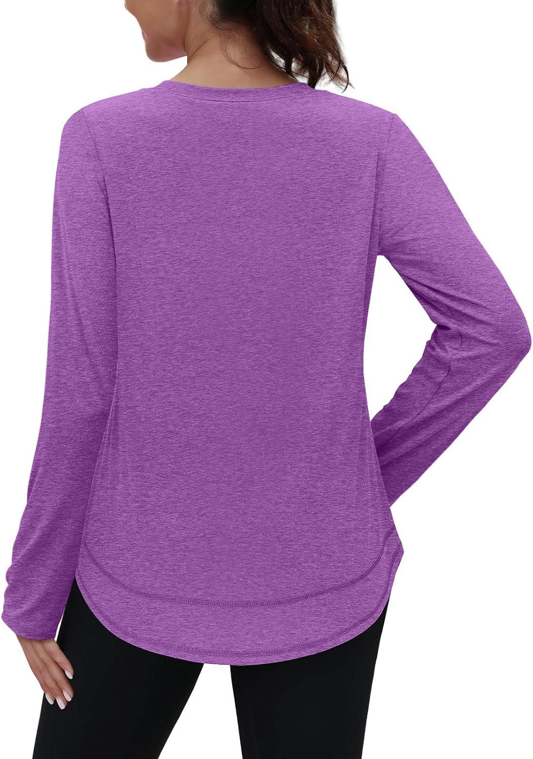 imageXIEERDUO Womens Workout Tops Long Sleeve Quick Dry UPF 50 Sun Protection Shirts for Hiking Running S3XL18 Bright Purple