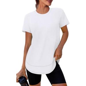 Womens Workout Tops Short Sleeve Shirts with Sun Protection UPF 50+ Quick Dry Outfits for Hiking Running S-3XL(15 Pure White)