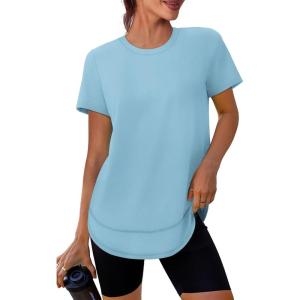 Womens Workout Tops Short Sleeve Shirts with Sun Protection UPF 50+ Quick Dry Outfits for Hiking Running S-3XL(19 Baby Blue)