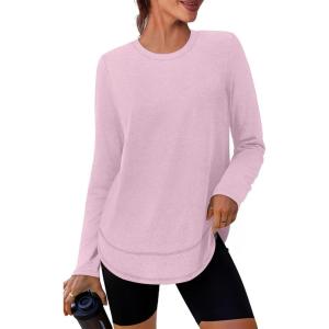 XIEERDUO Women’s Workout Tops Long Sleeve Quick Dry UPF 50+ Sun Protection Shirts for Hiking Running S-3XL(17 Peach Pink)