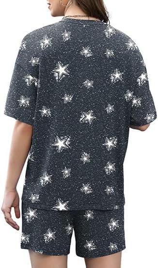 imageXIEERDUO Lounge Sets for Women Shorts Lightweight Summer Pajamas Set Sleepwear 2 Piece Sets Airport Vacation OutfitsNavy Star