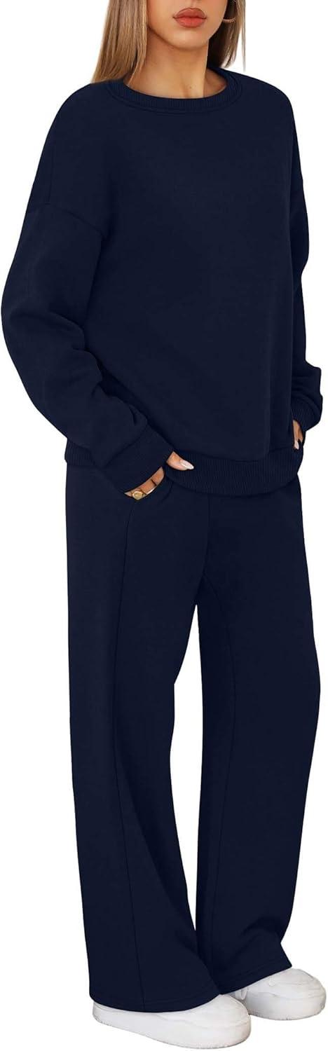 imageXIEERDUO Sweatsuits Women 2 Piece Outfit Matching Lounge Sets Fall Outfits 2025 Winter Clothing Airport Outfits Fall Fashion Must Haves Track Suits Navy Blue L