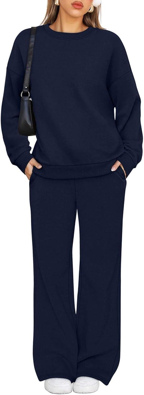 imageXIEERDUO Sweatsuits Women 2 Piece Outfit Matching Lounge Sets Fall Outfits 2025 Winter Clothing Airport Outfits Fall Fashion Must Haves Track Suits Navy Blue L