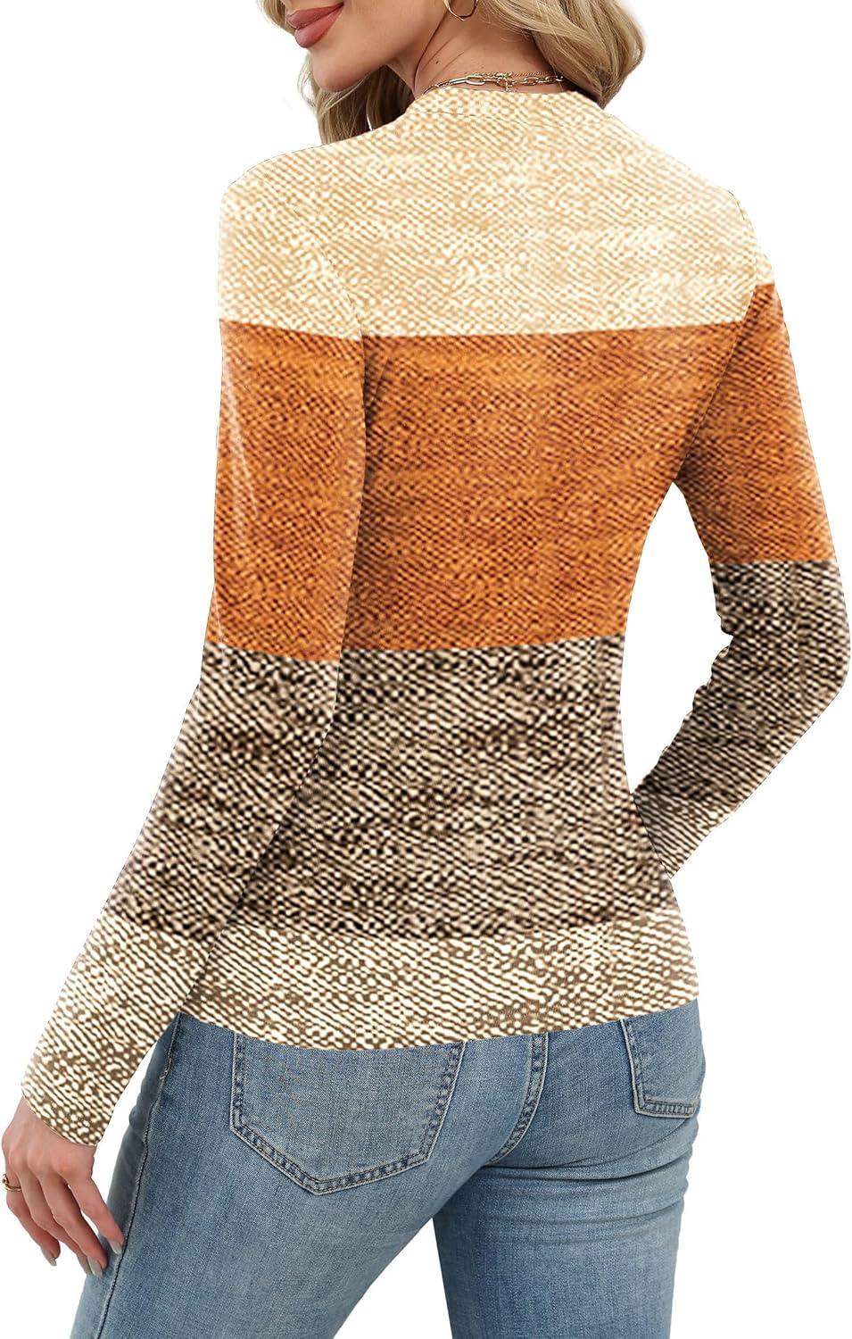 imageXIEERDUO Womens Long Sleeve Thermal Shirt Fleece Mock Neck Tops 2025 Fashion Slim FitFcolor Block