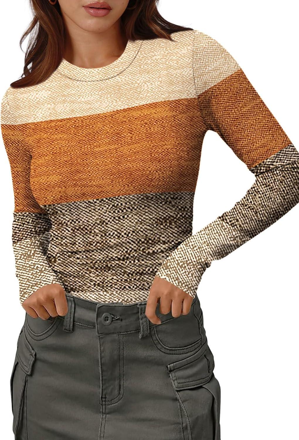 imageXIEERDUO Womens Long Sleeve Thermal Shirt Fleece Mock Neck Tops 2025 Fashion Slim FitFcolor Block