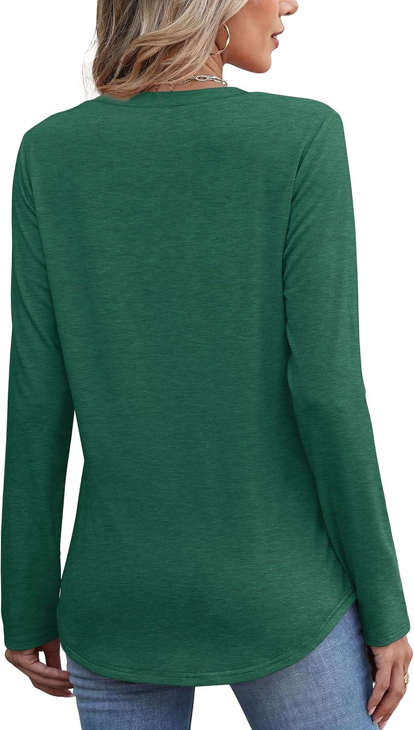 imageXIEERDUO Womens Pleated Tunic Tops Fall Long Sleeve Blouses Fashion Curved Hem Shirts Dressy Casual S3XLDeep Green