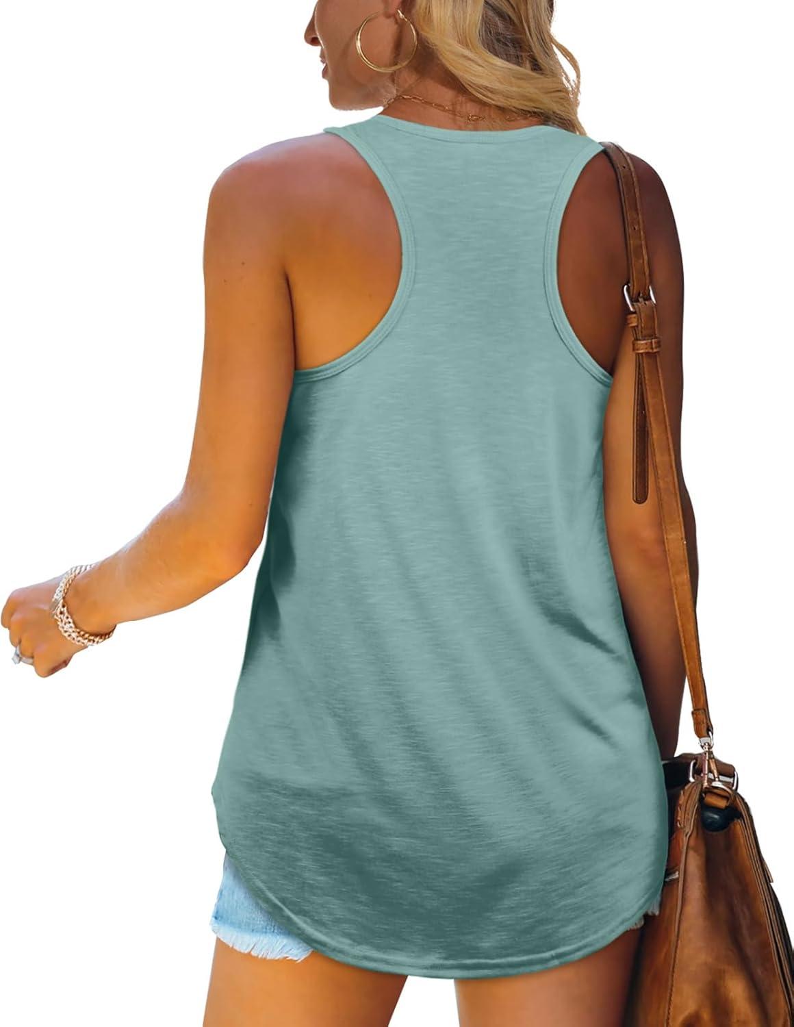 imageWomens Tank Tops Racerback Loose Shirts for Women Summer13greyblue