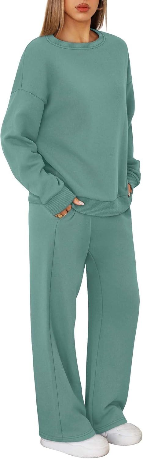 imageXIEERDUO Sweatsuits Women 2 Piece Outfit Matching Lounge Sets Fall Outfits 2025 Fashion Clothing Crewneck Track SuitsLake Blue