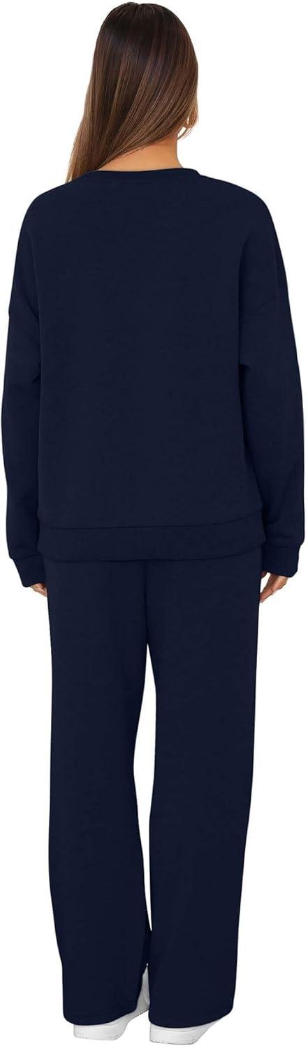 imageXIEERDUO Sweatsuits Women 2 Piece Outfit Matching Lounge Sets Fall Outfits 2025 Fashion Clothing Crewneck Track SuitsNavy Blue