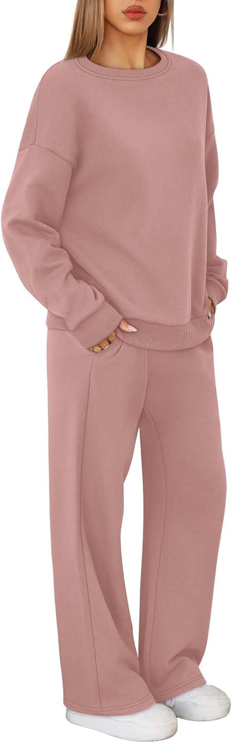 imageXIEERDUO Sweatsuits Women 2 Piece Outfit Matching Lounge Sets Fall Outfits 2025 Fashion Clothing Crewneck Track SuitsPink