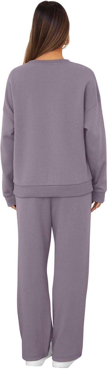 imageXIEERDUO Sweatsuits Women 2 Piece Outfit Matching Lounge Sets Fall Outfits 2025 Fashion Clothing Crewneck Track SuitsPurple