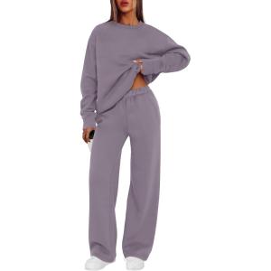 XIEERDUO Sweatsuits Women 2 Piece Outfit Matching Lounge Sets Fall Outfits 2025 Fashion Clothing Crewneck Track Suits(Purple)