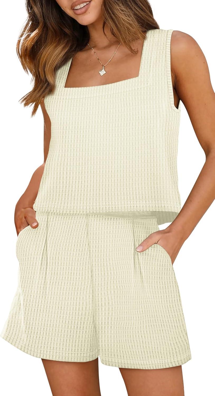 imageXIEERDUO Two Piece Set for Women Beach Vacation Clothes Summer Sets Travel Outfits Women Beach Fashion Matching SetsWhite