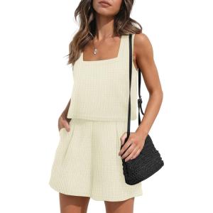 XIEERDUO Two Piece Set for Women Beach Vacation Clothes Summer Sets Travel Outfits Women Beach Fashion Matching Sets(White)