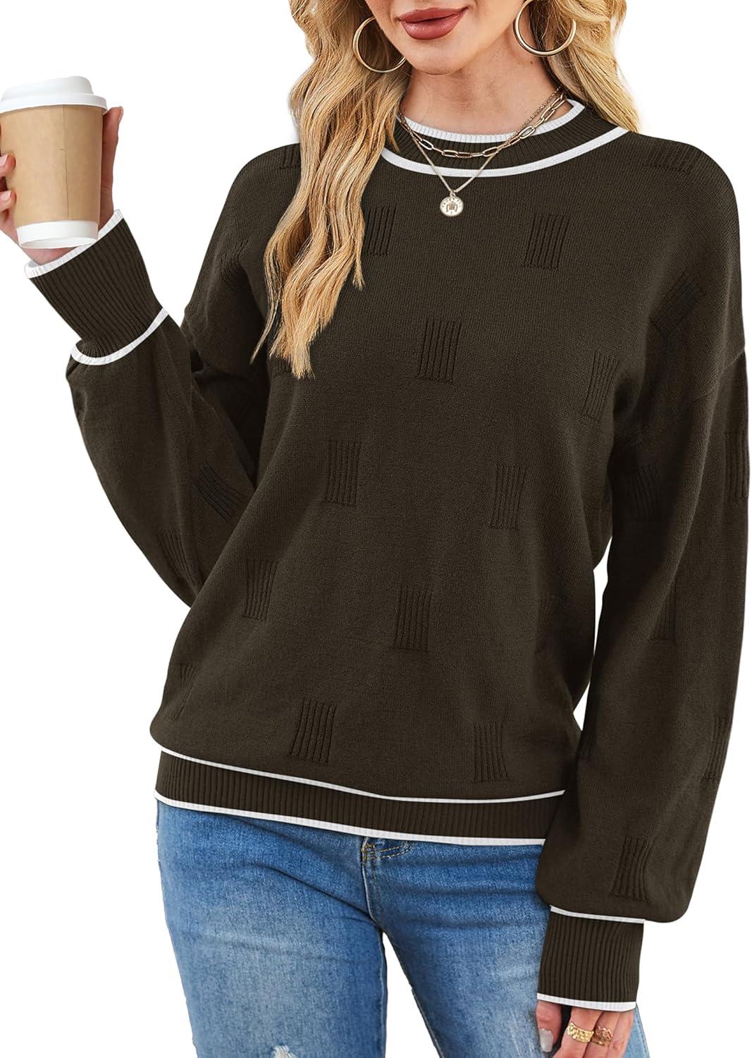 imageXIEERDUO Womens Sweaters Pullover Knit Sweater Turtleneck Long Sleeve Shirts Fall Fashion 2025Chocolate