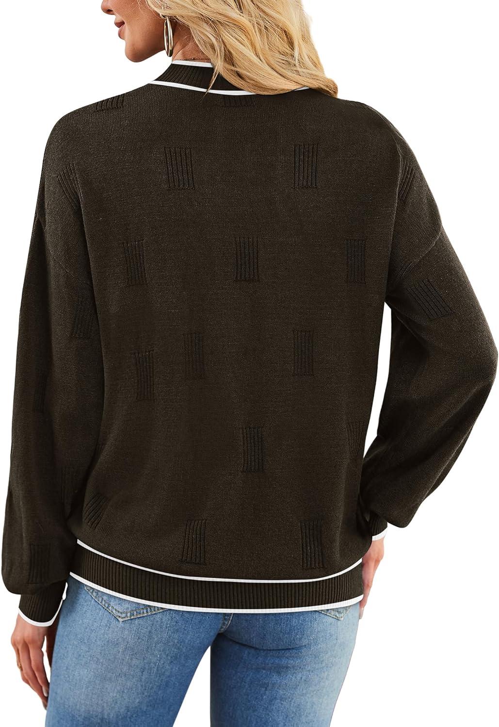 imageXIEERDUO Womens Sweaters Pullover Knit Sweater Turtleneck Long Sleeve Shirts Fall Fashion 2025Chocolate