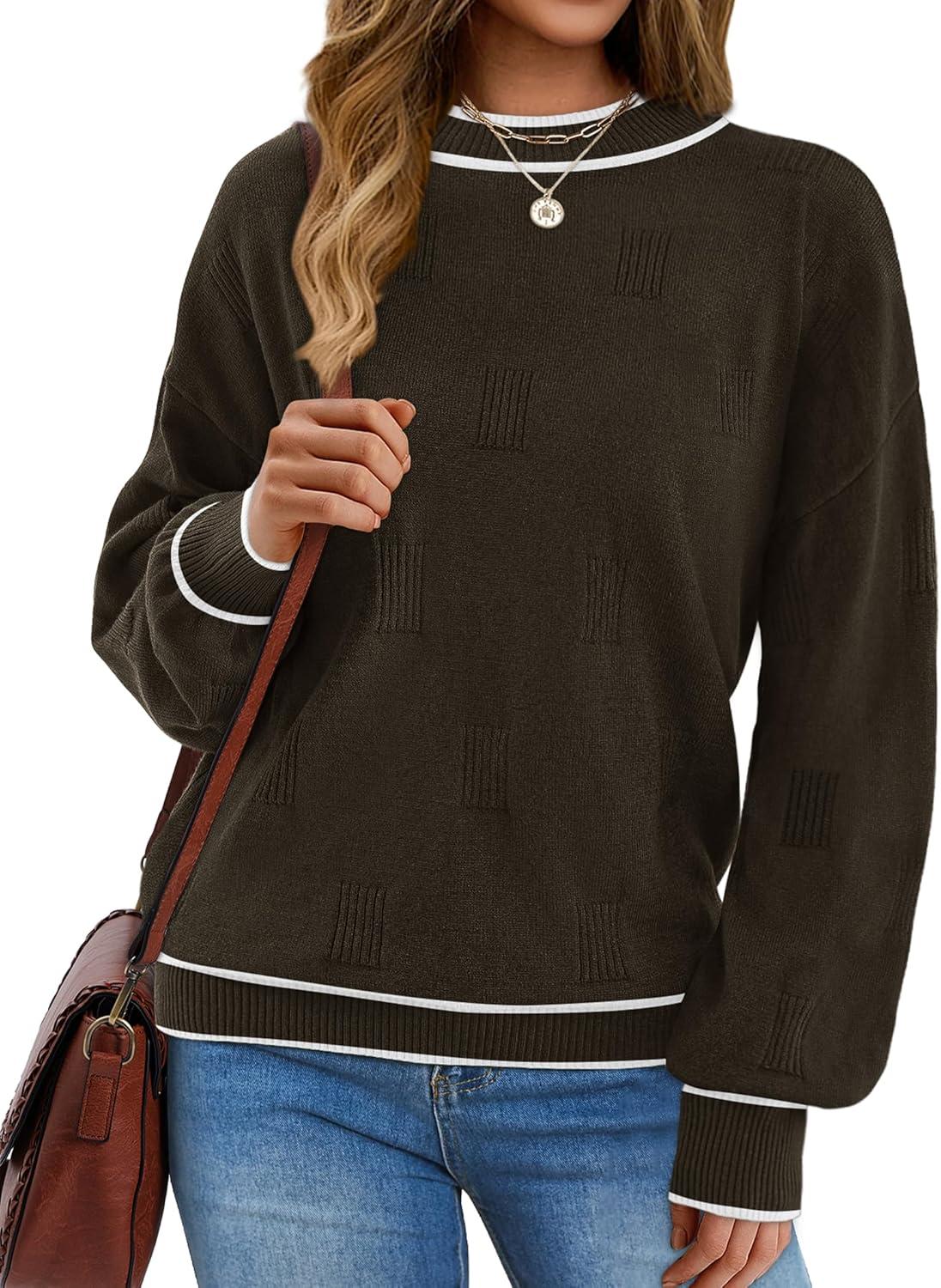 imageXIEERDUO Womens Sweaters Pullover Knit Sweater Turtleneck Long Sleeve Shirts Fall Fashion 2025Chocolate