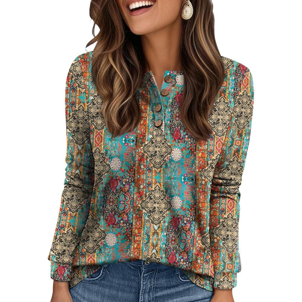 imageXIEERDUO Thermal Long Sleeve Shirts for Women Henley Fall Womens Tops Dressy Casual Winter Clothes S3XlFigure