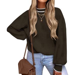 XIEERDUO Womens Sweaters Pullover Knit Sweater Turtleneck Long Sleeve Shirts Fall Fashion 2025(Chocolate)