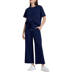 XIEERDUO Oversized Lounge Wear Sets Tracksuit Women 2 Piece Outfits For Women Summer Athleisure Sets Women Navy XL